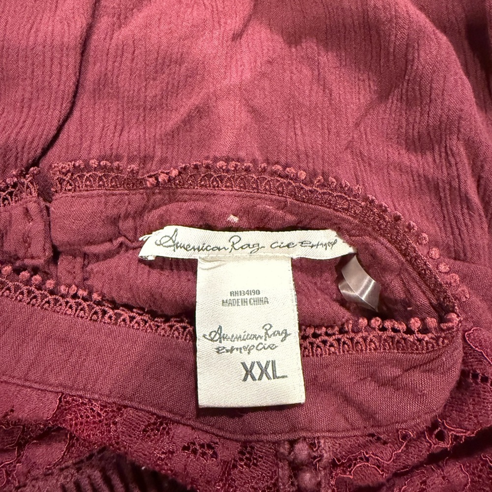 American Rag Red Ruffled Long Sleeve Blouse - Picture 3 of 3